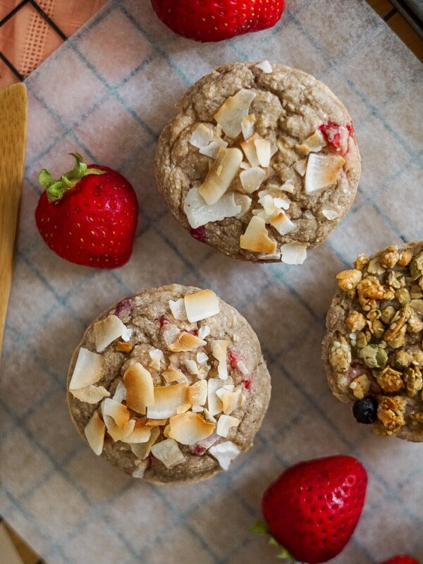 baked oatmeal muffins on parchment paper