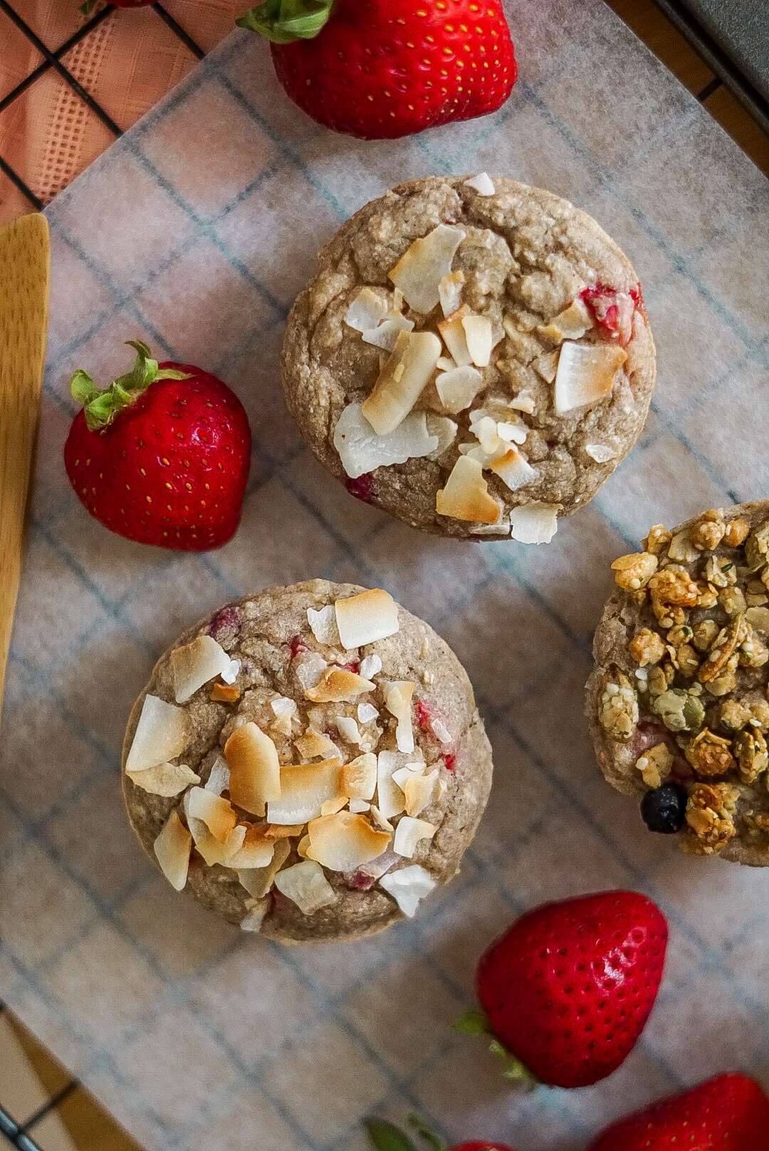 baked oatmeal muffins on parchment paper