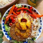 vegan grilled pineapple teriyaki burger bowl recipe