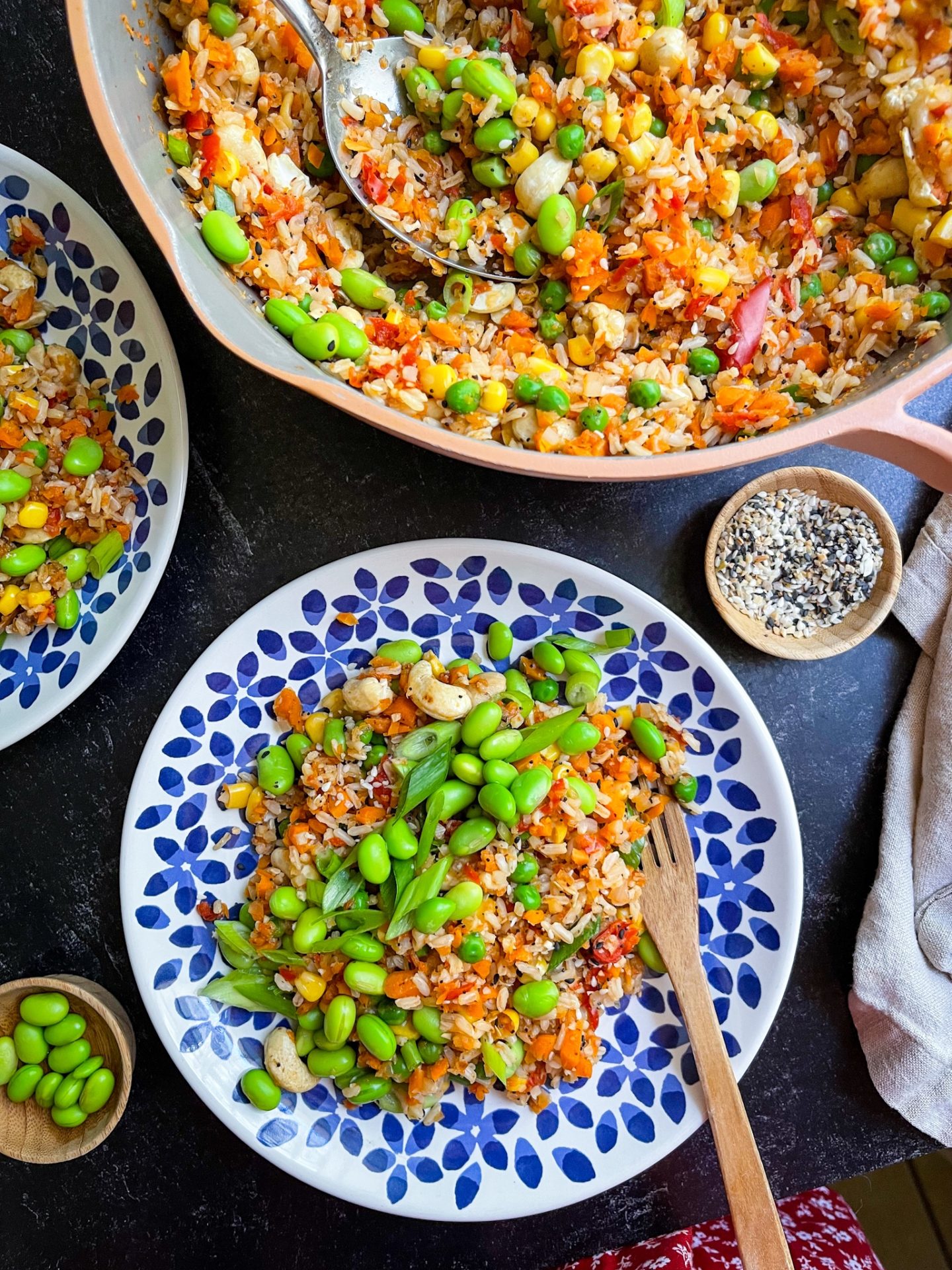 healthy egg free fried rice recipe with edamame