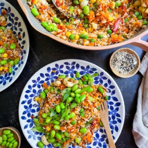 healthy egg free fried rice recipe with edamame