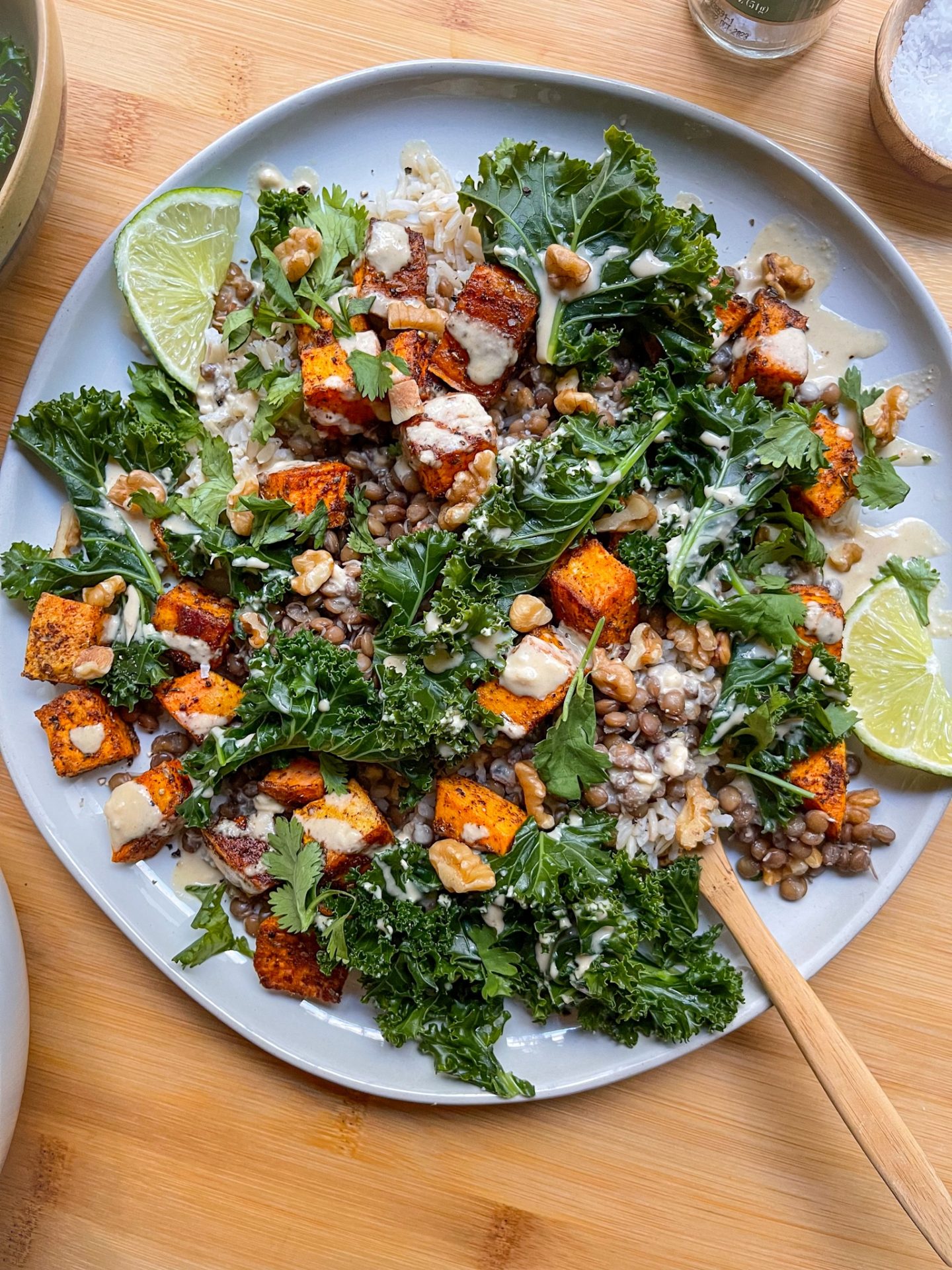 vegan protein rice and lentil nourish bowl recipe