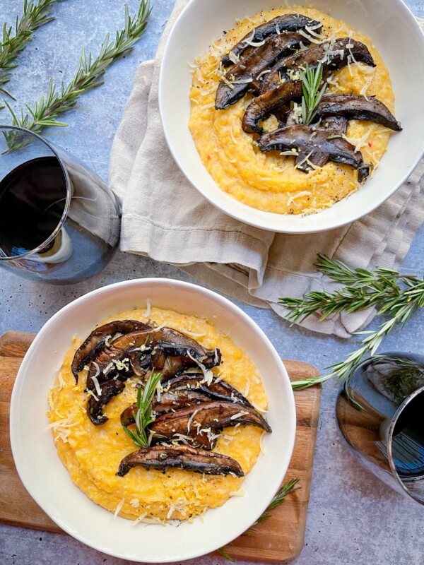 vegan truffle parmesan polenta with Bob's Red Mill grits and Violife plant based cheese