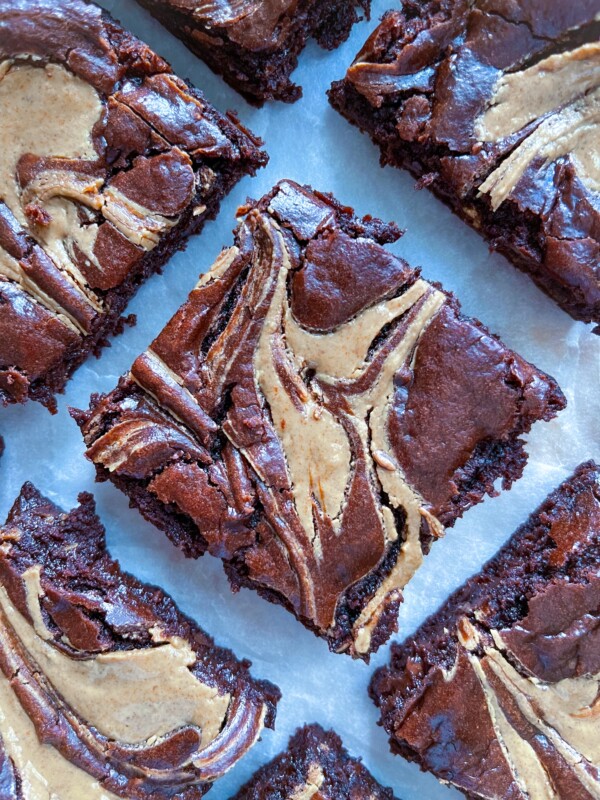 vegan fudge brownie with almond butter swirl