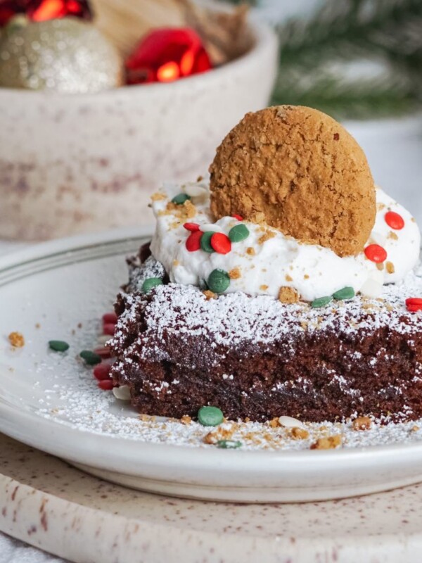 gingerbread cake with whipped cream