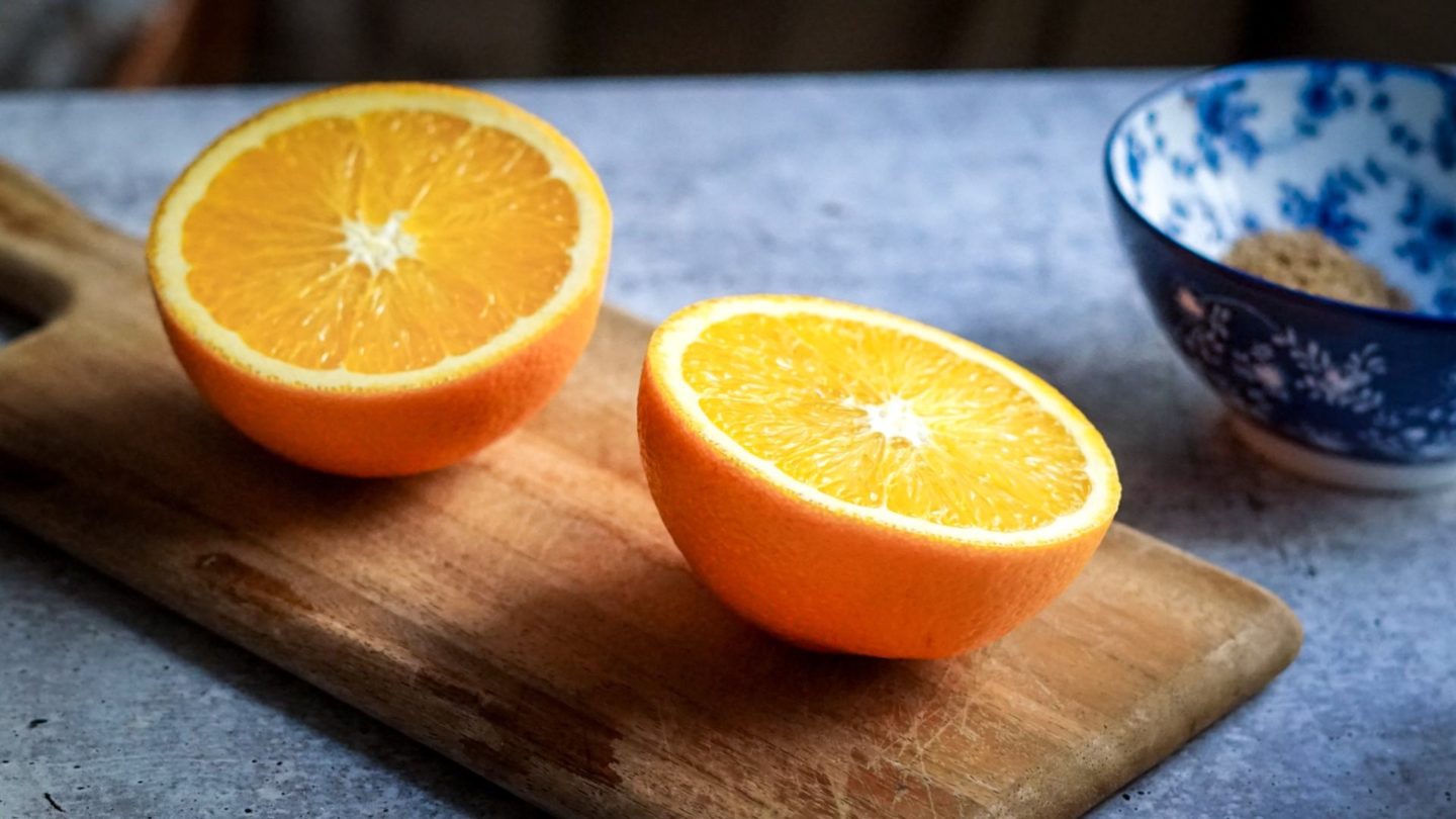 oranges on a cutting board