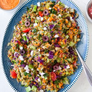 vegan chopped salad with white beans