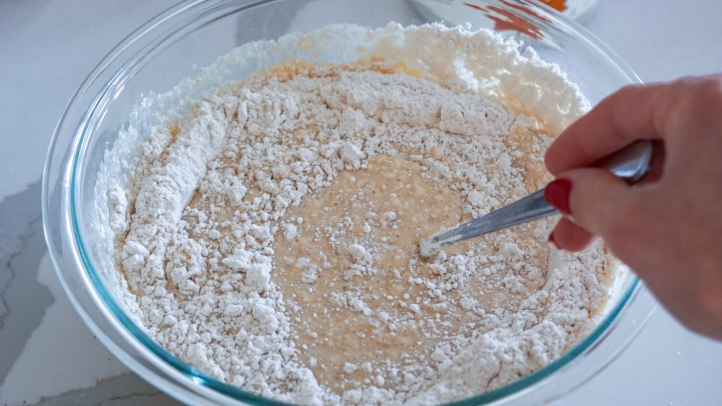 pancake batter in a mixing bowl