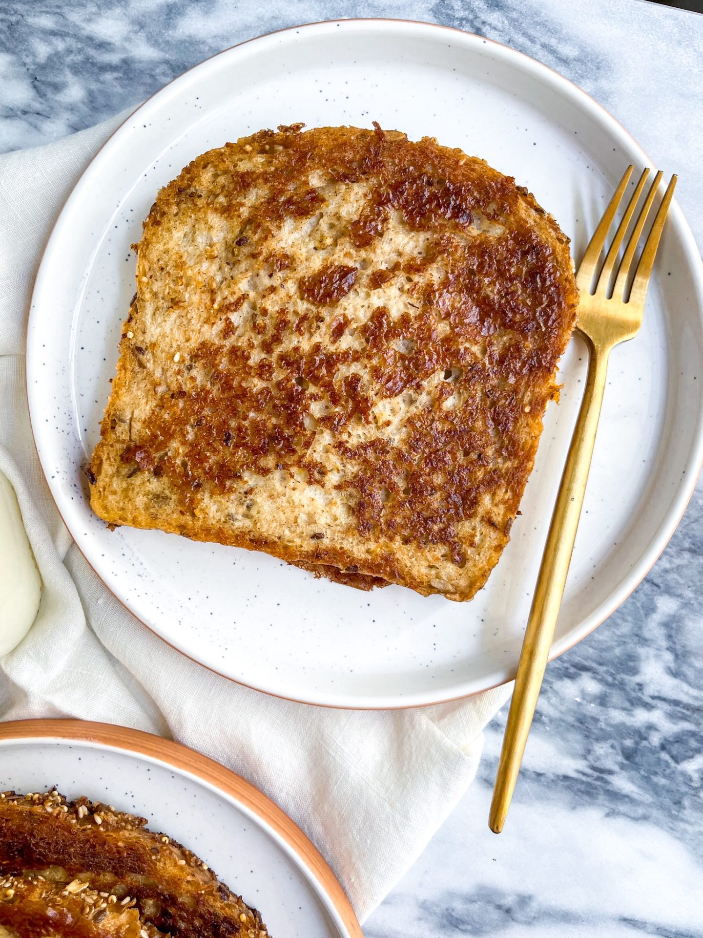 chai spice French toast on a white plate
