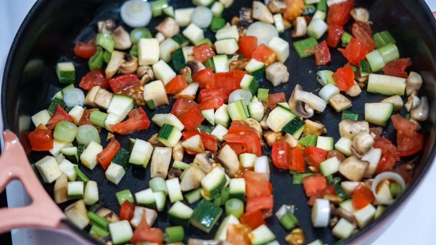 vegetables cooking in a pan