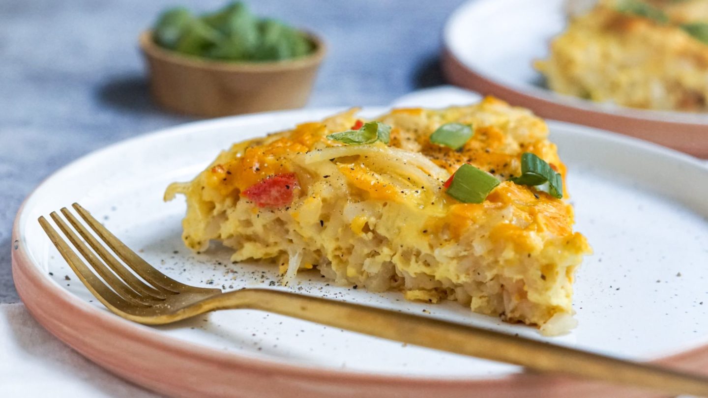 vegan egg and cheese breakfast casserole on a plate