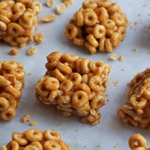 cereal bars on a piece of white parchment paper