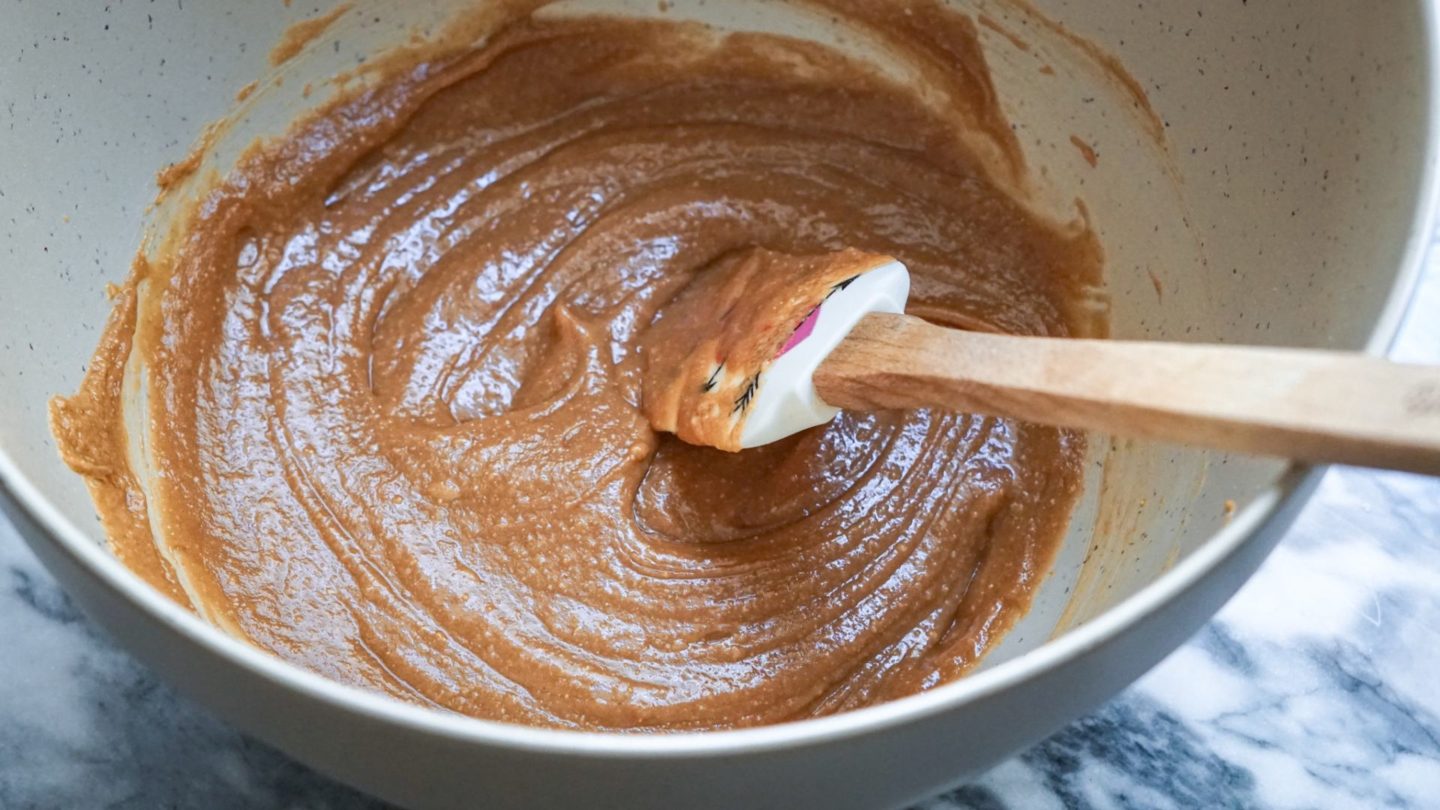 peanut butter in a mixing bowl