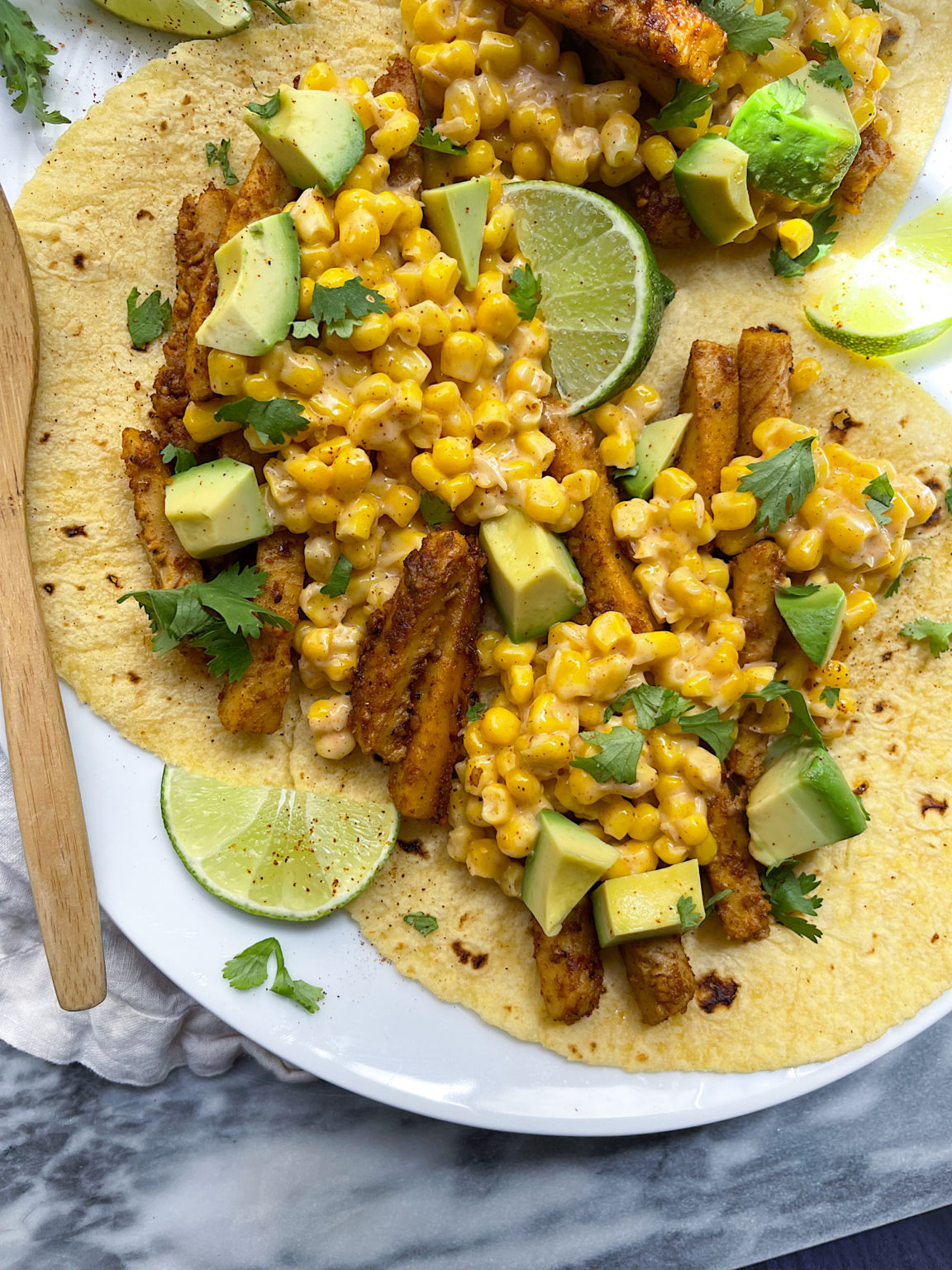 Vegan Chicken + Spicy Street Corn Tacos Nikki Vegan