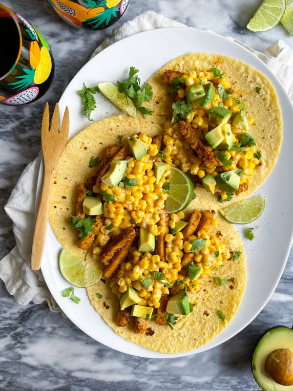 vegan tacos on a white plate