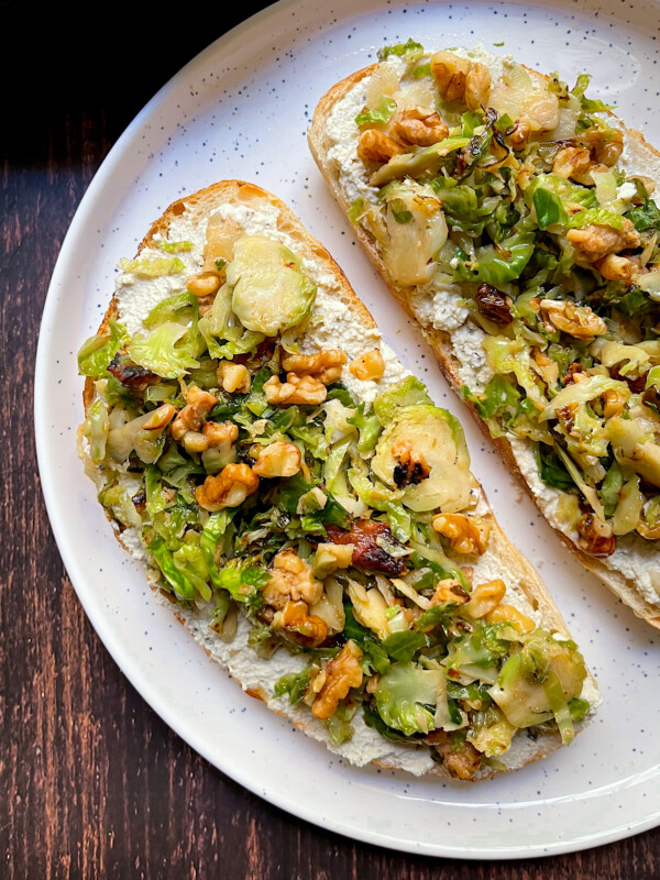 sautéed brussel sprouts on sourdough bread