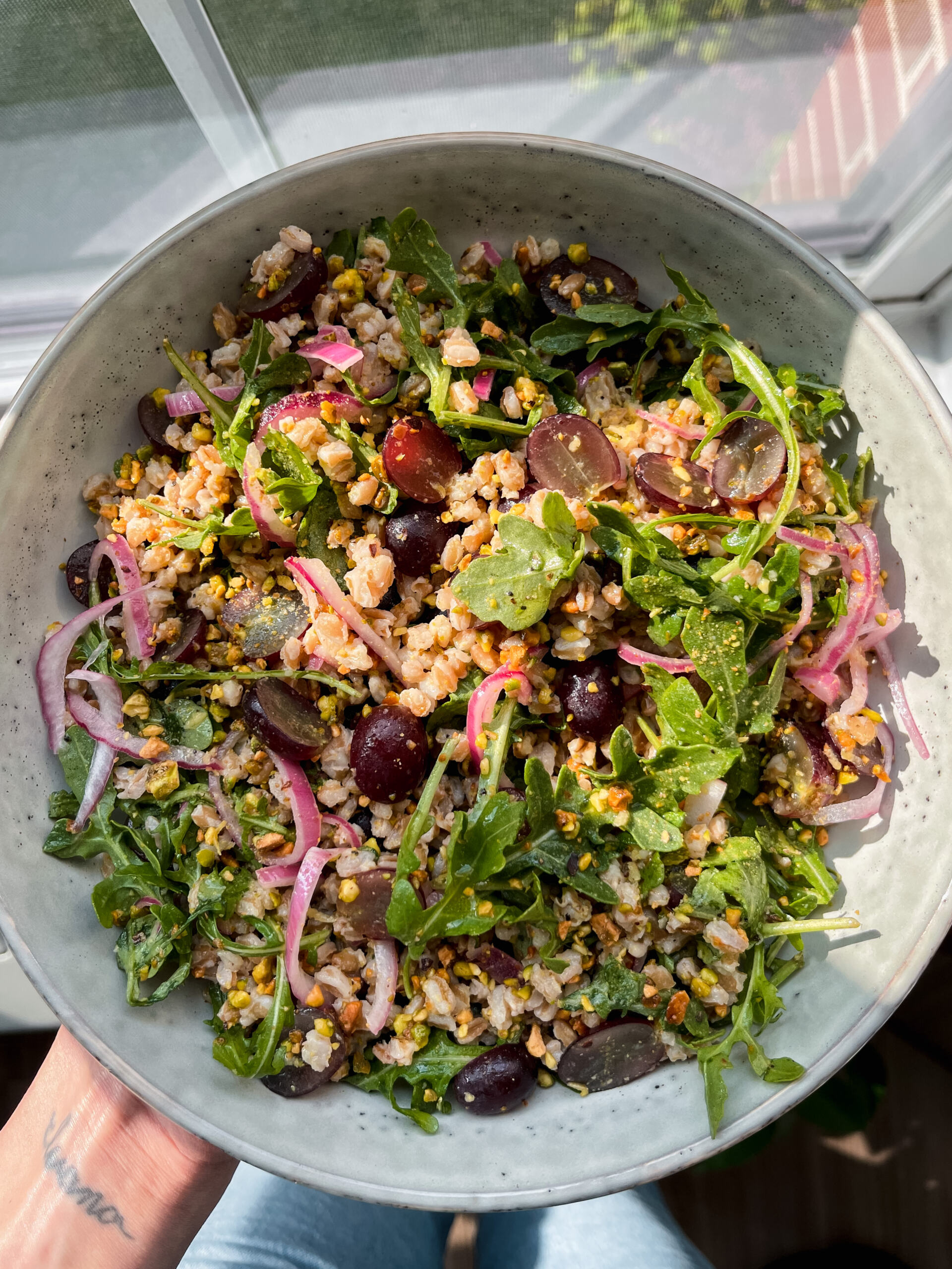 Farro Salad with Grapes and Pistachios