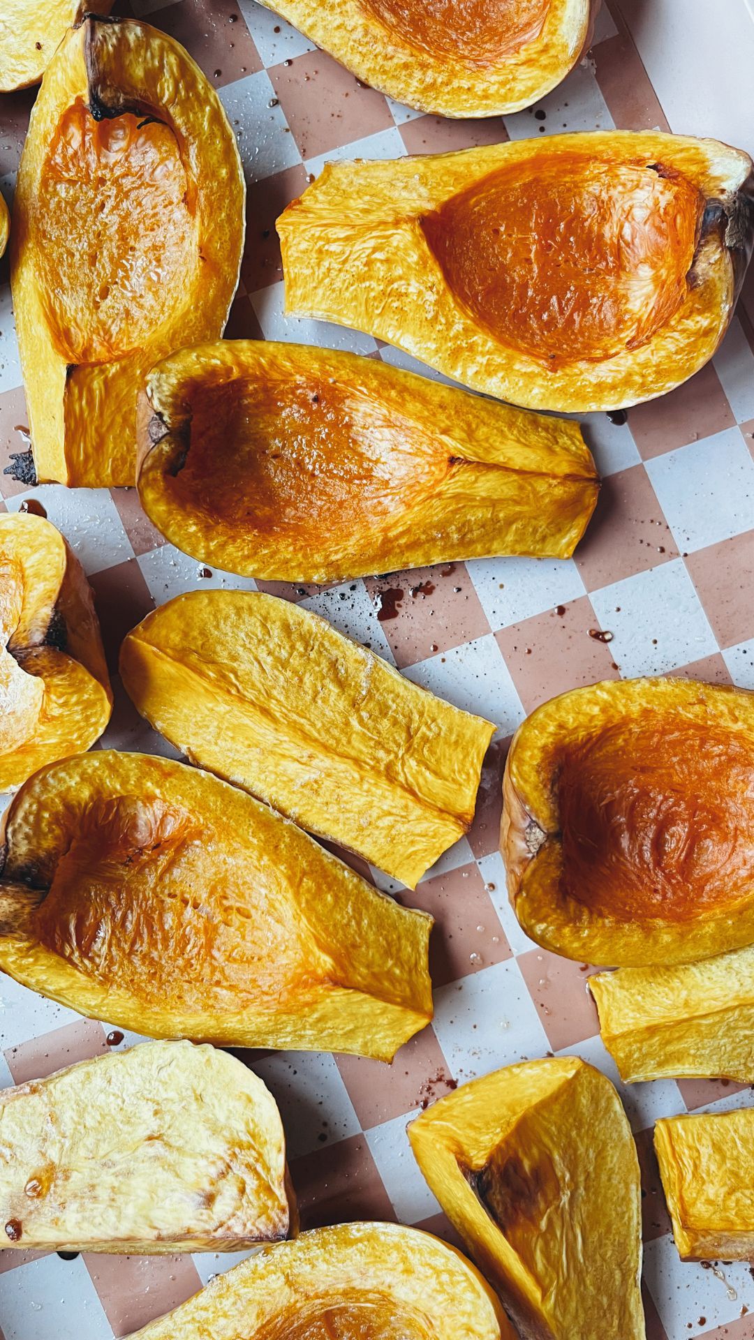 roasted butternut squash on a cookie sheet