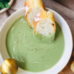 broccoli soup in a bread bowl