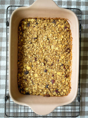 baked oatmeal after being in the oven