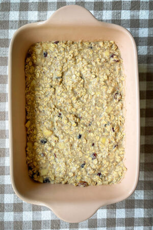 baked oatmeal ingredients before going in the oven