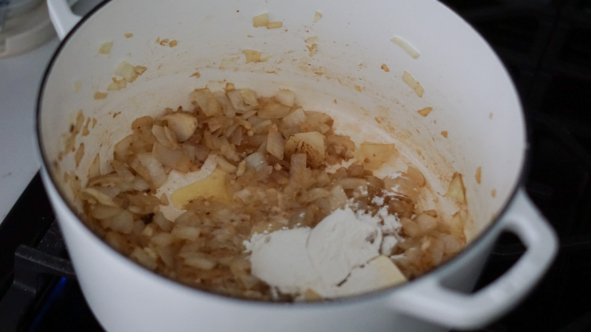 making the broth thicker with flour