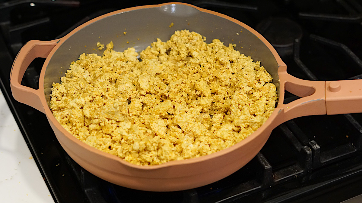 tofu scramble in a large skillet 